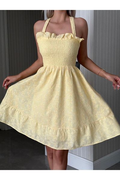 BRGCLOTHING Imported Design Gipe Ruffle Fisto Back Tie Dress
