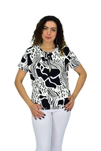 LİNSOLİTA Women's Short Sleeve Printed Blouse Bgl-St04701