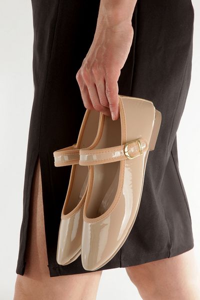 PAYZİN '' Turkan'' Nude Patent Leather Round Toe Flat Bottomed Helmet Ballerina New Season