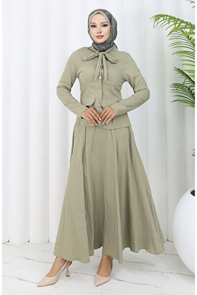 sefamerve Shirt Skirt Double Set 11309-03 Green