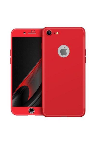 OEM Carcasă GloMax FullBody roșie pentru Apple iPhone 7 cu folie de protecție din sticlă inclusă