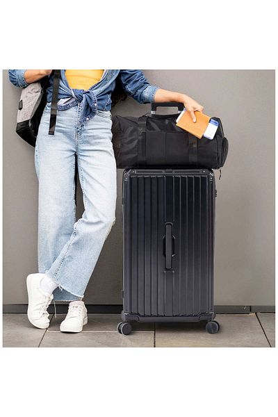 OEM 4-Piece Luggage Sets (20”/24”/29”/Travel Bag), PC+ABS,Black