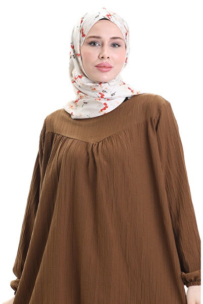 sefamerve Tunic Trousers with Elastic Sleeves Double Set 0103-02 Brown