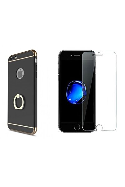 OEM Pachet husă Apple iPhone 7, inel MyStyle Elegance Luxury 3in1 negru, foli...