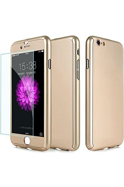 OEM Husa de telefon pentru iPhone 7 Plus oferă protecție la 360°, ultrasubțire, complet aurie + folie de sticlă