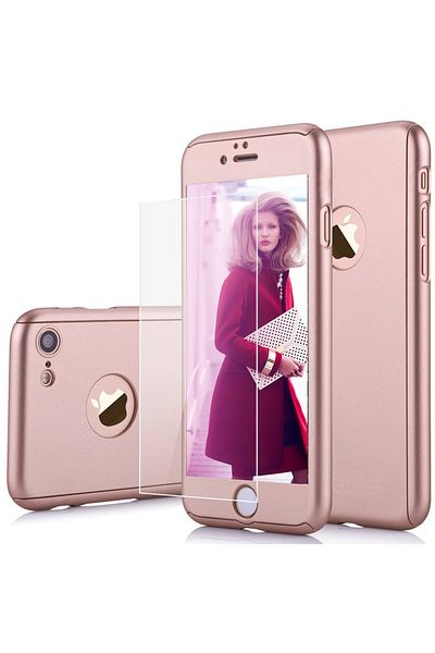 OEM Carcasă de protecție ultrasubțire Apple iPhone 6/6S 360° roz + folie de sticlă
