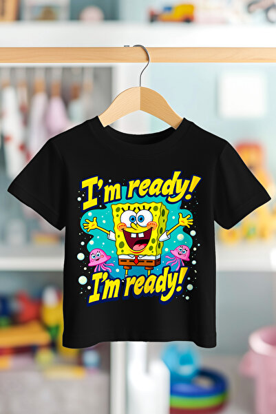 BookOrBook تي شيرت سبونج بوب Im Ready مصنوع من القطن بنسبة 100% عالي الجودة ل...