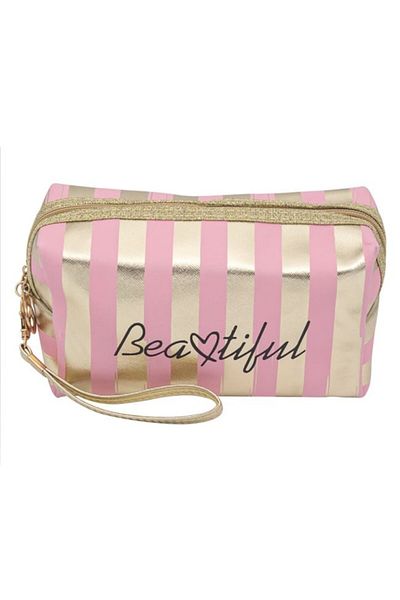 SyaMAG Cosmetic Bag for Makeup Products, Zipper Closure, Pink, Shinny Glitter, 19x8x9 cm