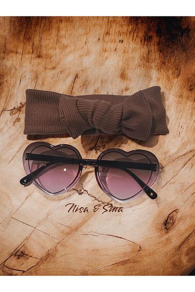 NİSASİNA Heart glasses & ribbed hair band 2-piece set