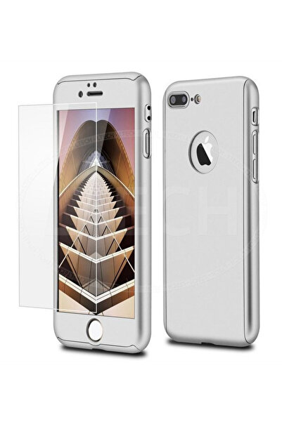 OEM Калъф за Apple iPhone 8 Plus, FullBody Elegance Luxury Silver, 360-градус...