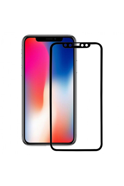 OEM Стъклено фолио за Apple iPhone X, цветни ръбове, черно