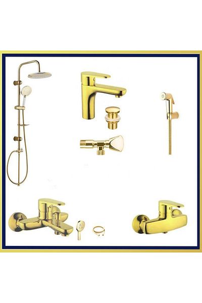 AKSU Complete Gold Bathroom Set - Golden Offer