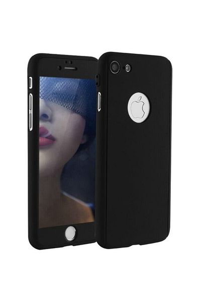 OEM Carcasă Full Cover 360° (față + spate + sticlă) pentru Apple iPhone 8, neagră