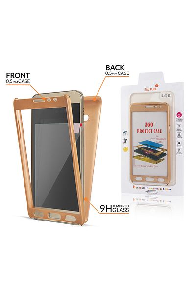 OEM Carcasă MyStyle Full Cover 360° GOLD (față + spate + sticlă protectoare) compatibilă cu Samsung Galaxy