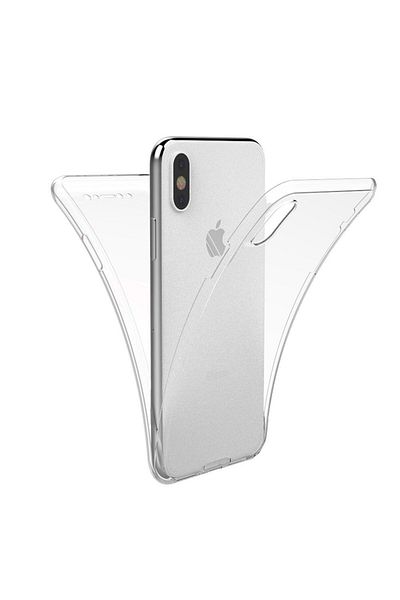 OEM 360 Degree Full Cover Silicone Case Compatible with iPhone Xs Max Transparent + Tempered Glass Film