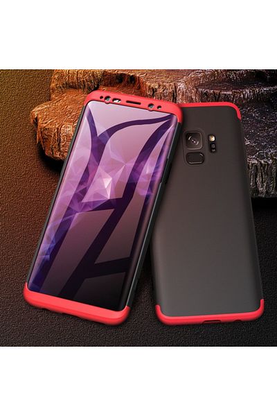 OEM Husă Samsung Galaxy S9 Plus, Elegance Luxury, 360° 3 în 1 Negru-Roșu