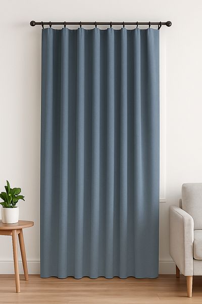 Luvora Home Nova Series Pleatless Linen Background Curtain - Indigo