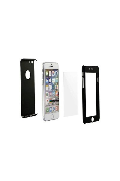 OEM Husă completă + folie de sticlă neagră Iberry pentru iPhone 5, 5S, 5SE