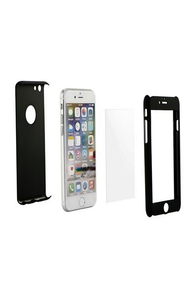 OEM Carcasă ultra subțire 360 ​​față și spate + folie neagră 9H pentru iPhone X