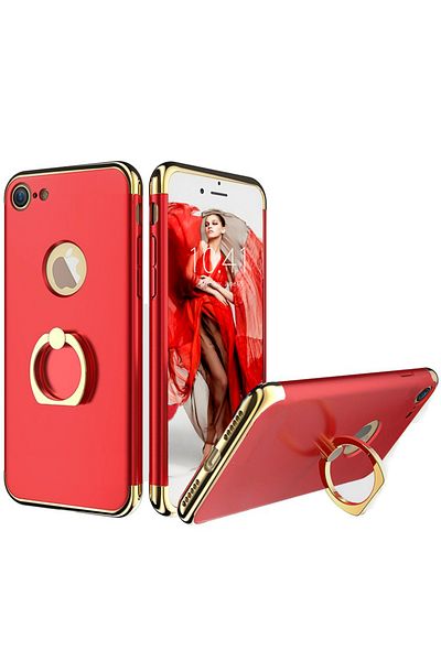 OEM Husa de telefon pentru iPhone 7 Plus oferă protecție 3 în 1, ultrasubțire - Inel G roșu Lux