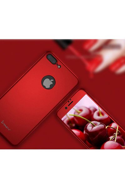 OEM Carcasă Dynamite Full Cover 360 pentru iPhone 8 Plus + folie de sticlă, roșie
