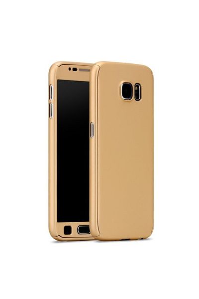 OEM Carcasă Samsung Galaxy S7 Edge Full Cover 360 aurie + folie de protecție