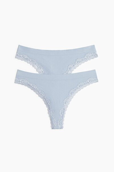 H&M 2'li Dantel Şeritli Dikişsiz Thong Külot