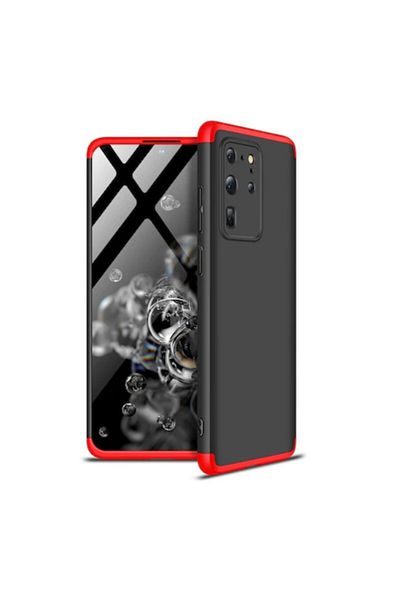 OEM Carcasă pentru Samsung Galaxy S20 Ultra, Full Body 360° 3 în 1 Negru-Roșu