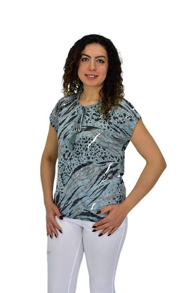 LİNSOLİTA Women's Short Sleeve Printed Blouse Bgl-St04706