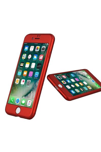 OEM Carcasă Dynamite Full Cover 360 pentru iPhone 8 Plus + folie de sticlă, roșie