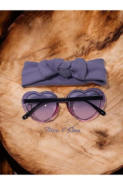 NİSASİNA Heart glasses & ribbed hair band 2-piece set
