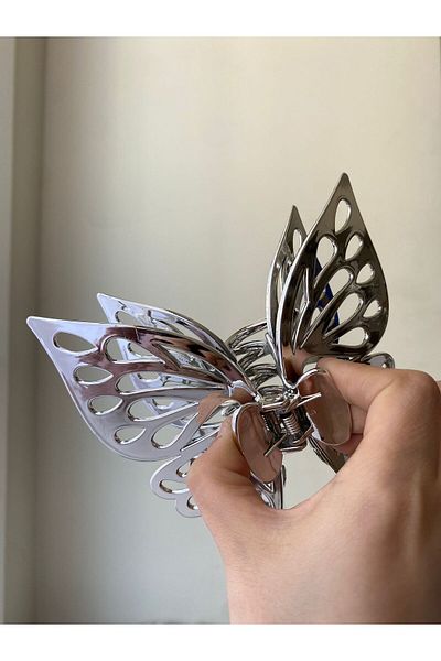 shop Butterfly Peg Hair Clip – Shiny Plastic, Gold/Silver Color, Large Size Women's Hair Accessory