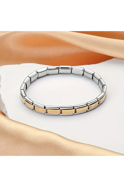 Tasarım Steel Bracelet Thin Italian Charm Model Unisex Men Women 3 mm 18 cm Middle Gold Yellow Edge Silver