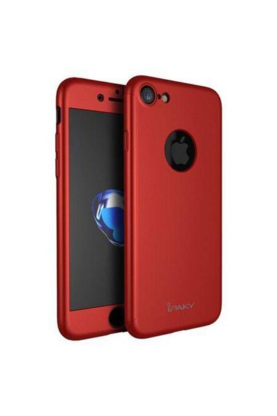 OEM Husă MyStyle IPAKY FullBody, Apple iPhone 8 Plus, acoperire completă la 360 de grade, folie de protecție, roșie