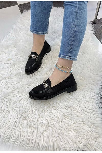 TB Terzi Bey Tb-021 Tailor Bey Black Knitwear Black Sole U Buckle Casual Women's Shoes