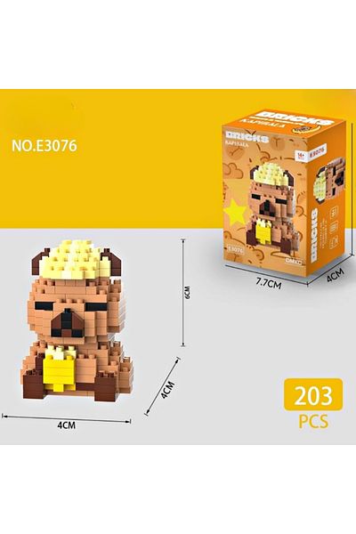 DEK Capybara Bricks Building Toy Set 203 Pieces – Mini Figure Model with Banana Hat (6 cm)