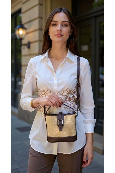PayBuy Modern Straw and Canvas Buckle Mini Hand Shoulder Bag Cross Use Daily Elegance