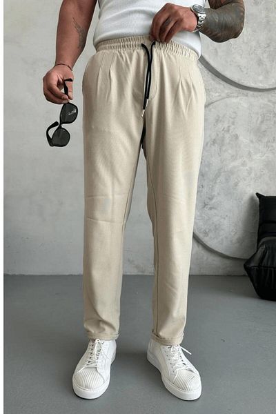 LU-MİLA Double Leg Linen Trousers