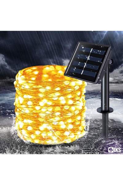 SIKS LED String Light, Solar Panel Charging Installation, 100 LEDs, 10m, IP44, Warm White