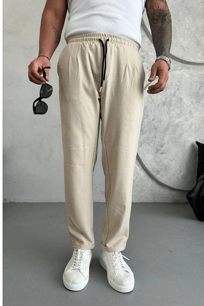 LU-MİLA Double Leg Linen Trousers