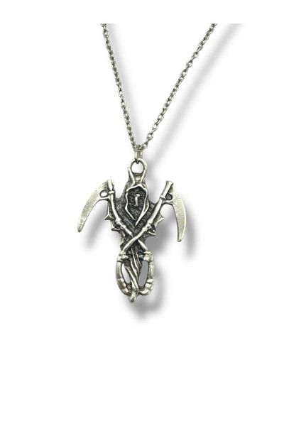 Herşey Nota Angel of Death Necklace – Dark and Meaningful Design Special for Gothic Souls - 60 cm Chain