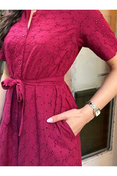 Viskosa Curea în talie, model cu mărgele, lungime maxi înfășurată, rochie confortabilă și elegantă pentru zi cu zi