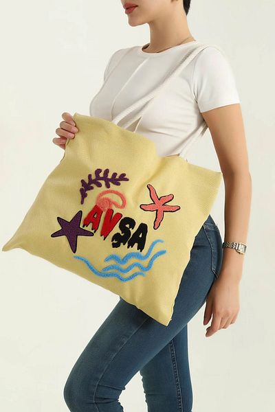 MILANOFOX Geantă de umăr de plajă și ocazională din pânză brodată Punch – Design colorat, țesut durabil, vară