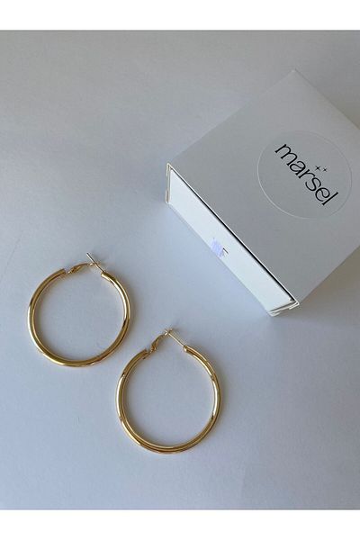 marsel aksesuar Large Hoop Gold Plated Earrings