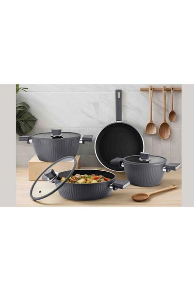 AROW Giallo 7 Piece Pot Set Gray