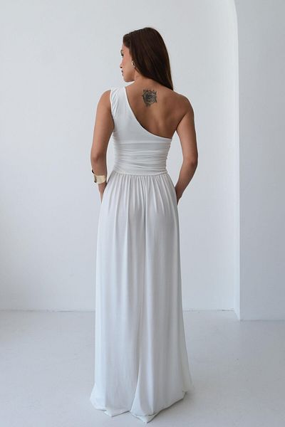 STANVİA One Shoulder Draped Maxi Dress White
