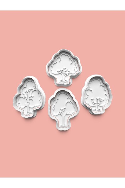 AKTASTORE قالب بسكويت على شكل شجرة وقالب عجينة السكر مجموعة من 4 قطع 0671-set