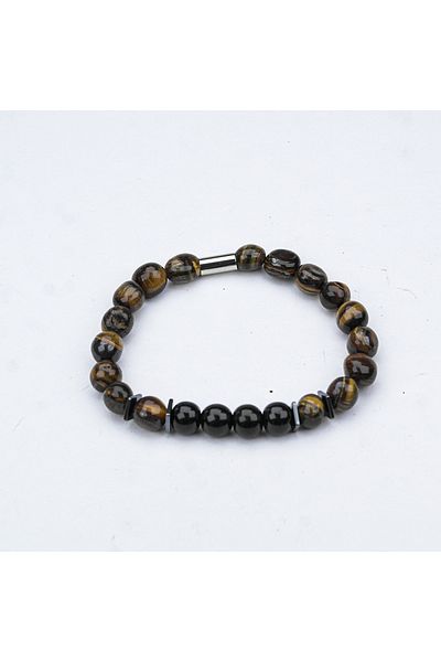 Skygo Tiger Eye and Oltu Stone Fishing Rod Rubber Bracelet
