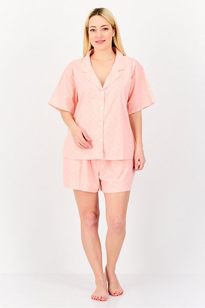 Flora Women 2 Pieces Floral Print Pyjama Set, Coral