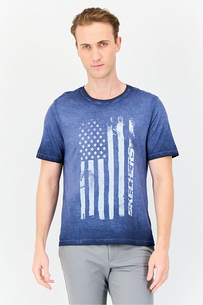 SKECHERS Men Sportswear Fit Short Sleeve Outdoor T-Shirt, Slate Blue